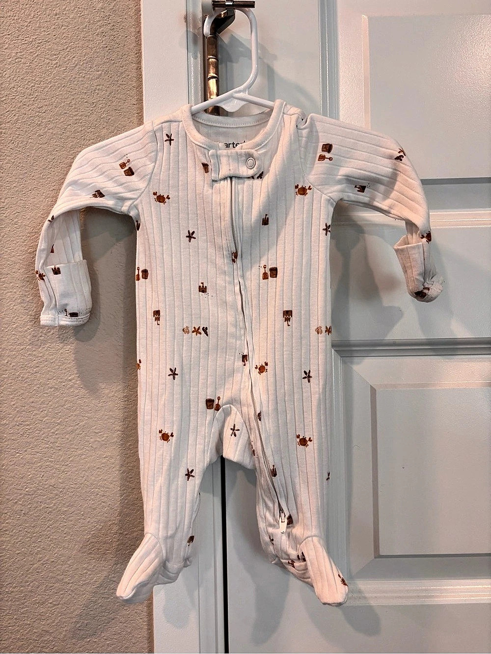 Carter's Footed Sleeper White & Brown